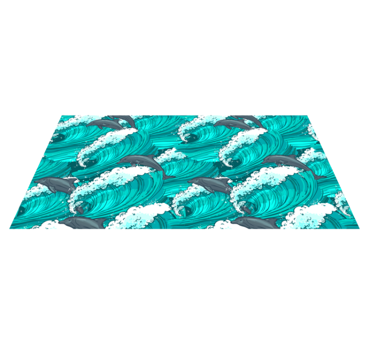 Tapis vinyle animal motif de vague de dauphin - TenStickers