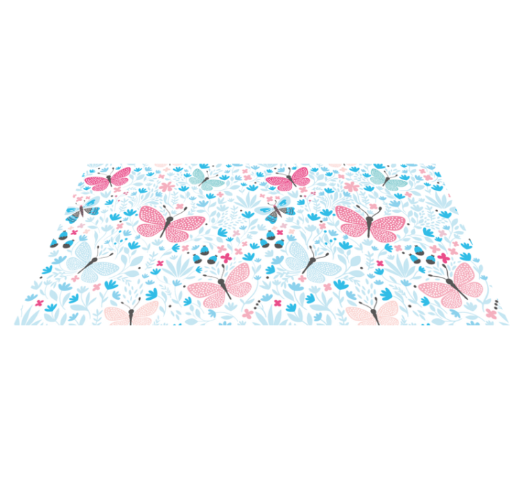 Tapis vinyle plantes papillon floral - TenStickers