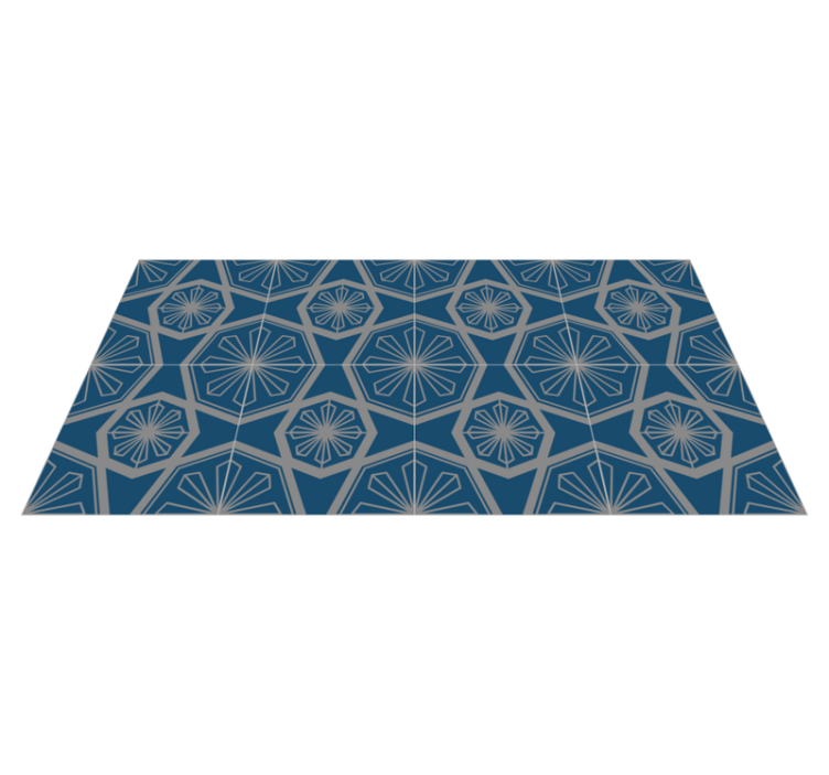 Tapis vinyle cuisine carreaux de ciment gris bleu - TenStickers