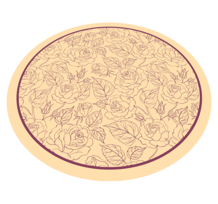 Tapis vinyle plantes motif rose rond - TenStickers