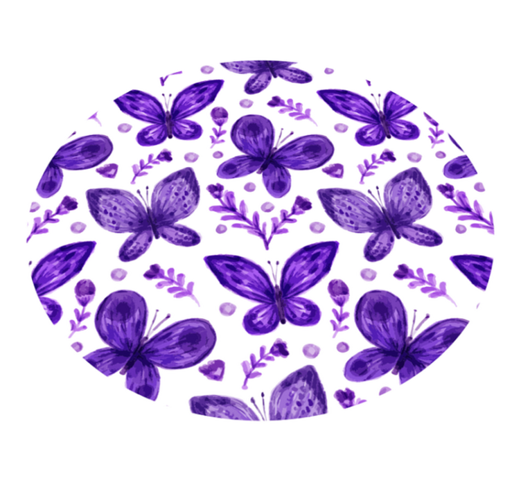 Tapis vinyle plantes motif de cercle de papillon - TenStickers