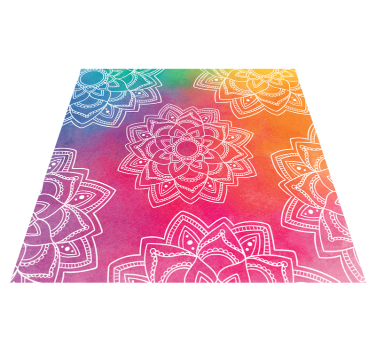 Tapis vinyle couloir fond de couleur arc-en-ciel mandala - TenStickers