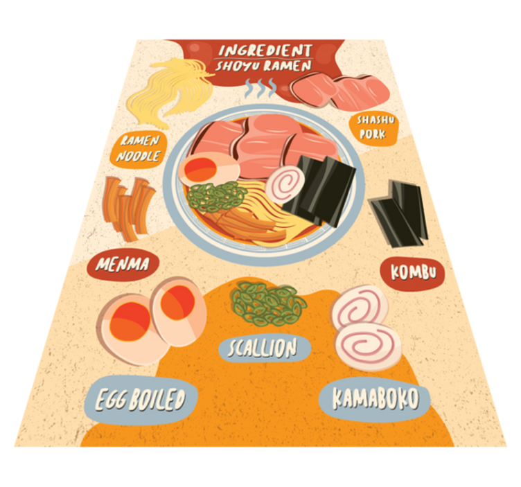 Tapis vinyle cuisine présentation des ingrédients du ramen - TenStickers