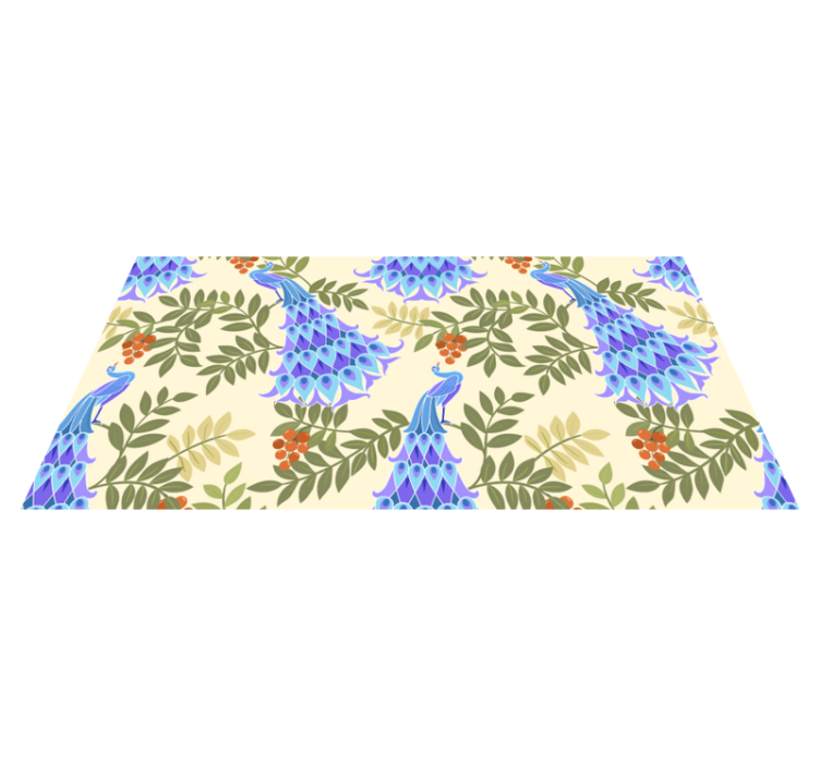 Tapis vinyle plantes thème floral paon - TenStickers
