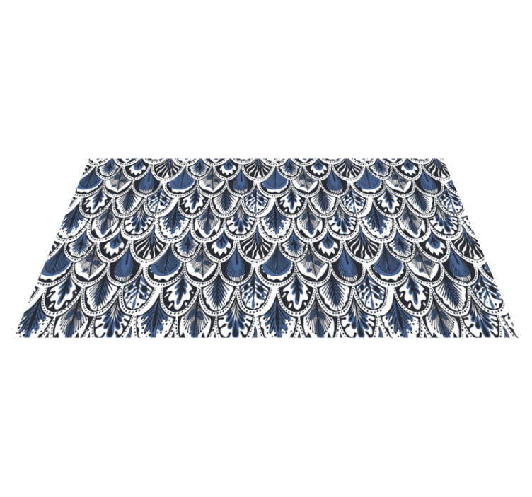 Tapis vinyle carreaux de ciment motif de queue de paon - TenStickers