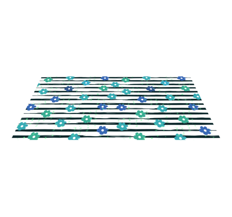 Tapis vinyle cuisine motif à rayures florales - TenStickers