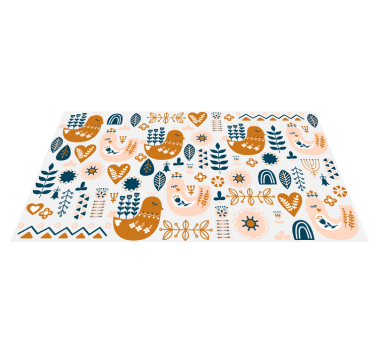 Tapis vinyle enfant oiseaux style nordique - TenStickers