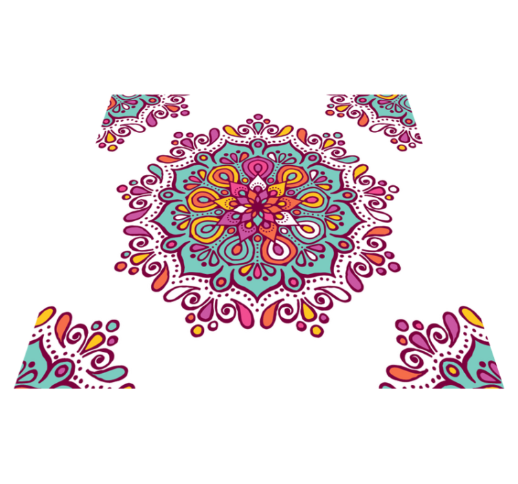 Tapis vinyle mandala motif complexe et coloré - TenStickers
