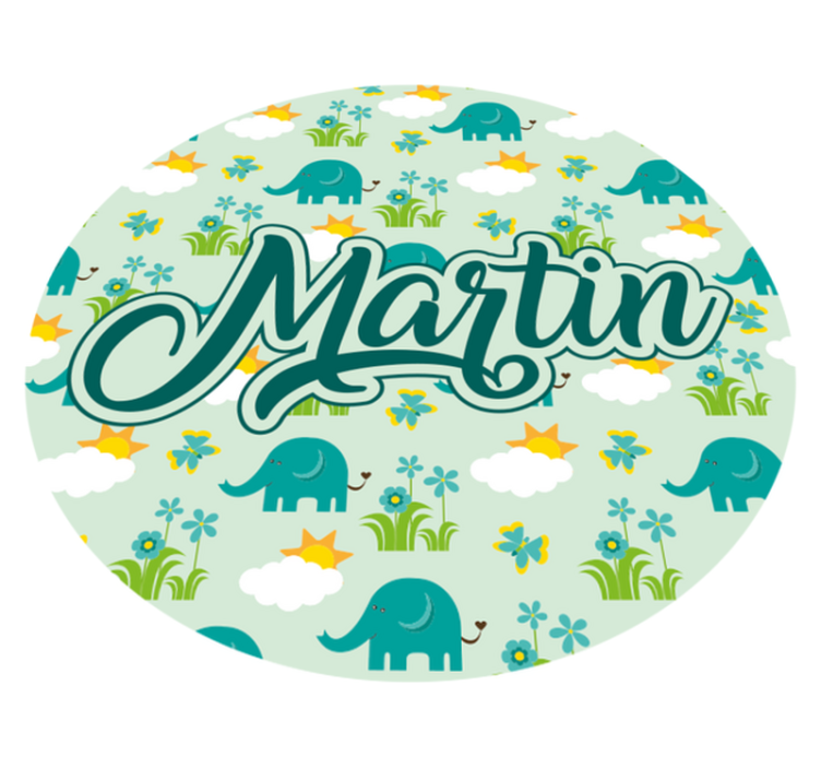 Tapis vinyle autres tapis éléphants et fleurs avec nom - TenStickers
