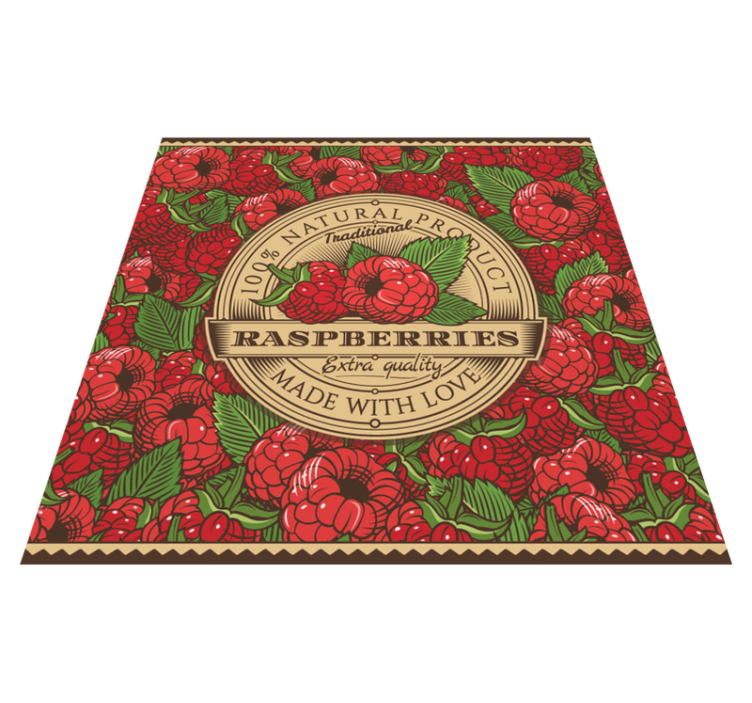 Tapis vinyle cuisine motif floral framboise - TenStickers