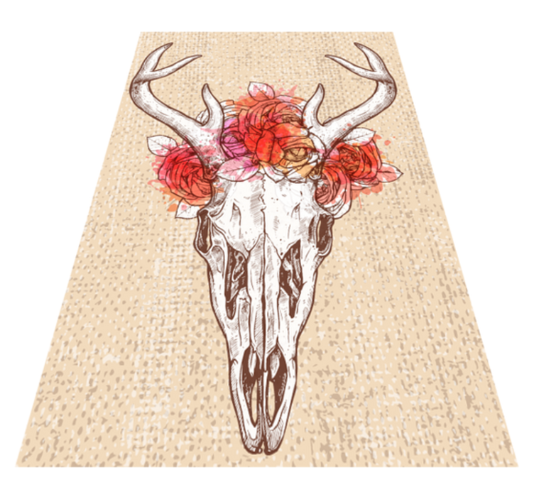 Tapis vinyle animal composition florale de crâne - TenStickers