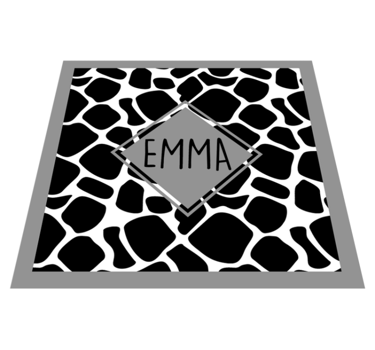 Tapis vinyle ado girafe noire et blanche avec nom - TenStickers