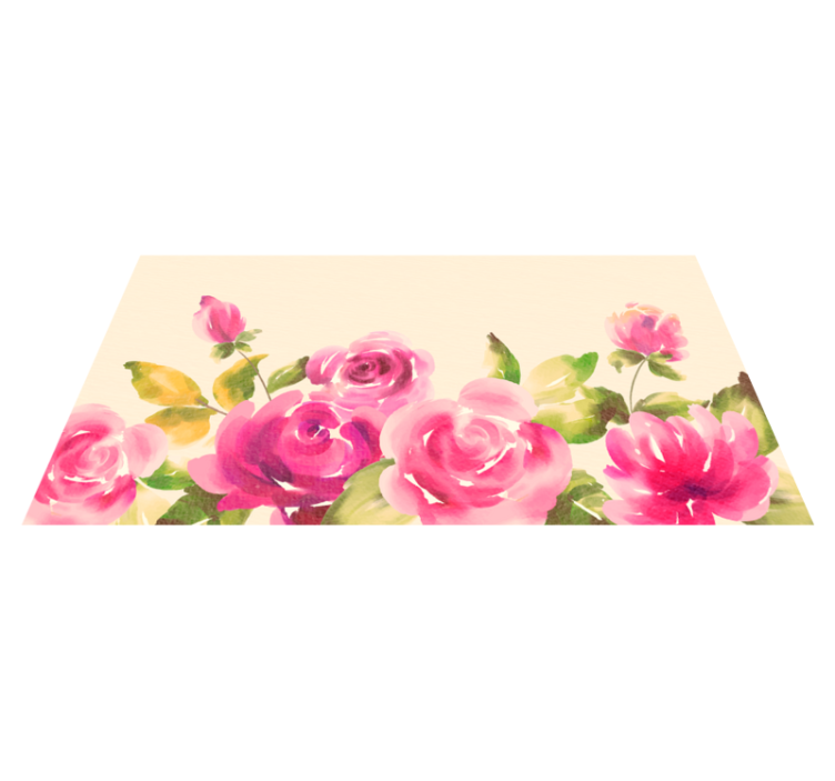 Tapis vinyle plantes design floral rose - TenStickers
