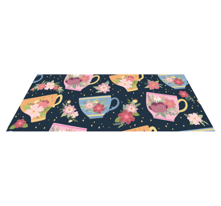 Tapis vinyle plantes motif de tasse à thé floral - TenStickers