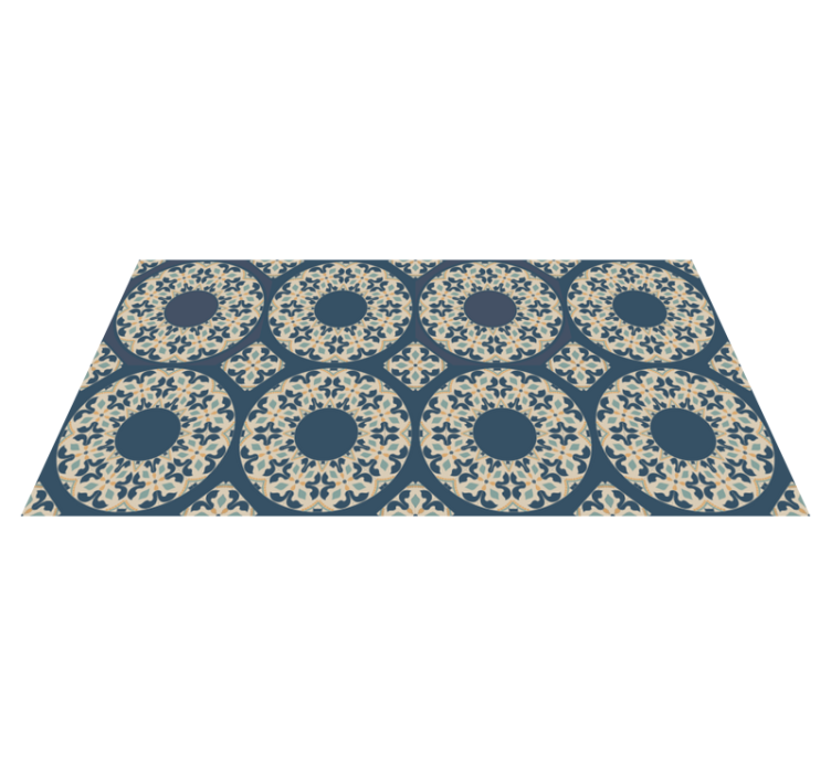 Tapis mosaique vinyle motifs circulaires bleus - TenStickers