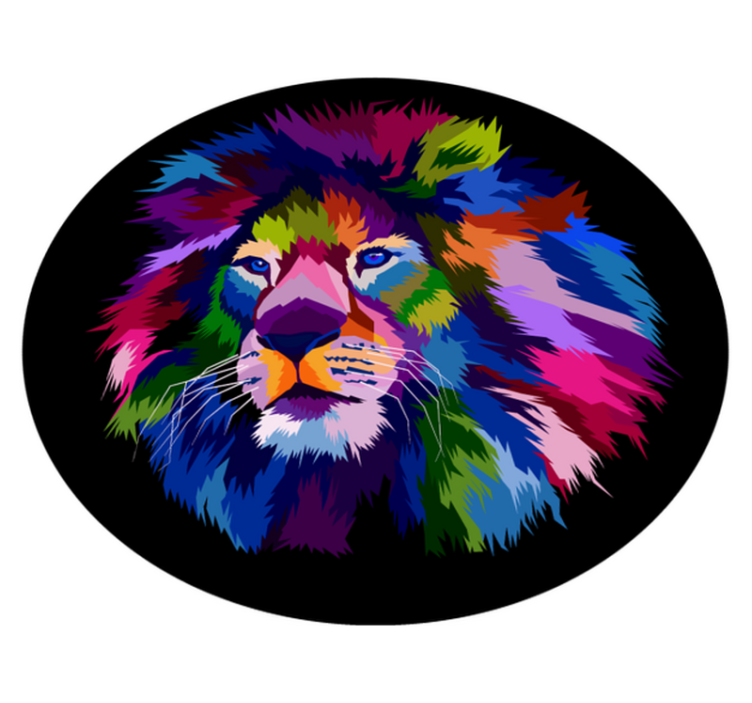 Tapis vinyle animal tête de lion colorée - TenStickers