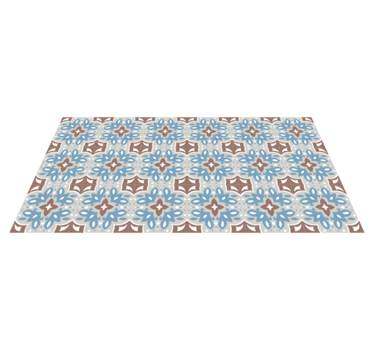 Tapis vinyle cuisine motif floral bleu - TenStickers