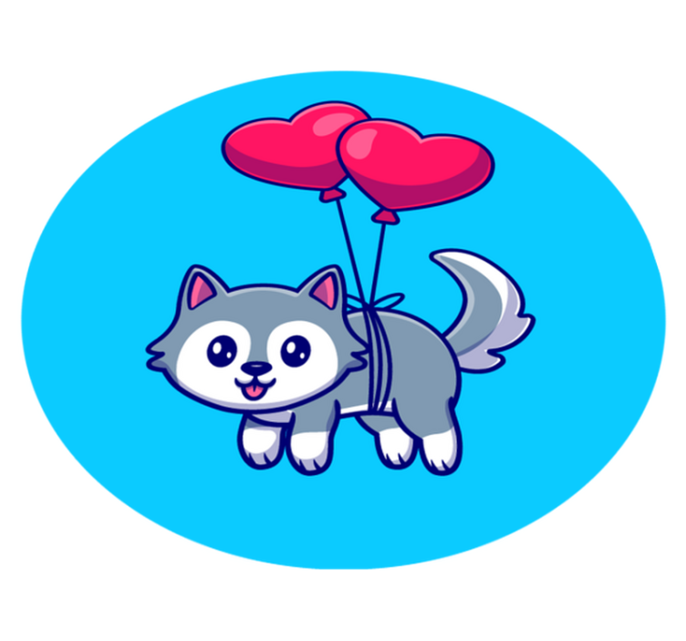 Tapis vinyle animal bébé loup avec des ballons - TenStickers