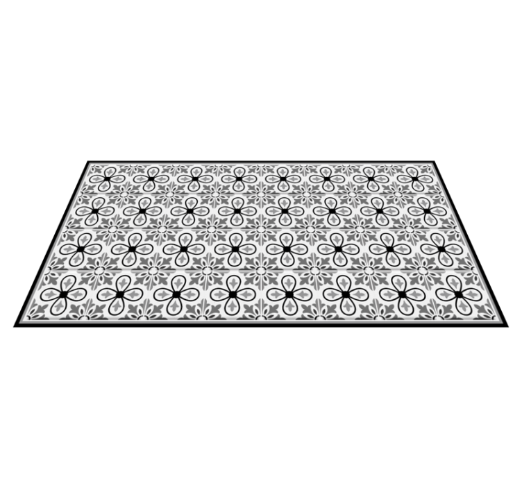 Tapis vinyle cuisine carreaux de ciment portugais noir blanc - TenStickers
