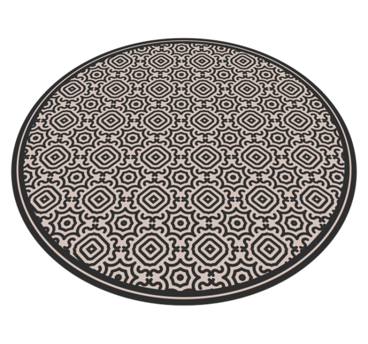 Tapis vinyle rond beige et noir - TenStickers