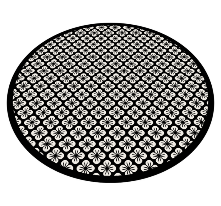 Tapis vinyle plantes motif floral noir - TenStickers