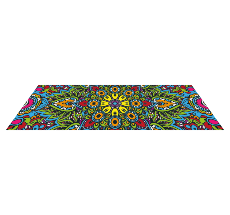 Tapis vinyle mandala motifs floraux vibrants - TenStickers