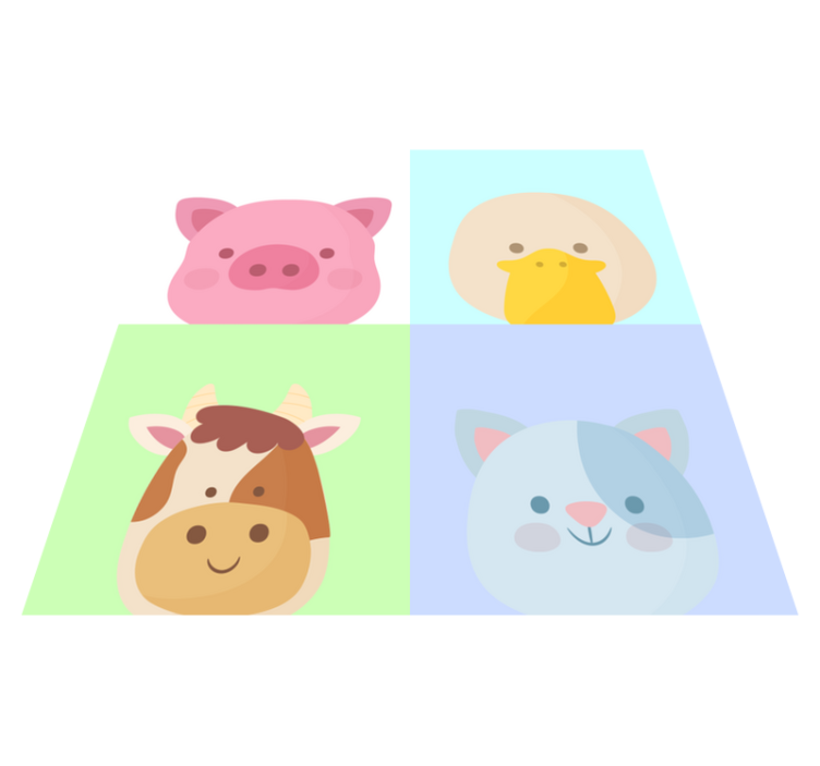 Tapis vinyle pour enfants visages d'animaux mignons - TenStickers