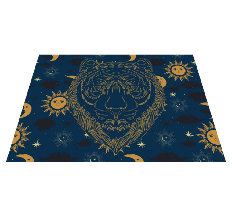 Tapis vinyle motif animal tigre et soleils - TenStickers