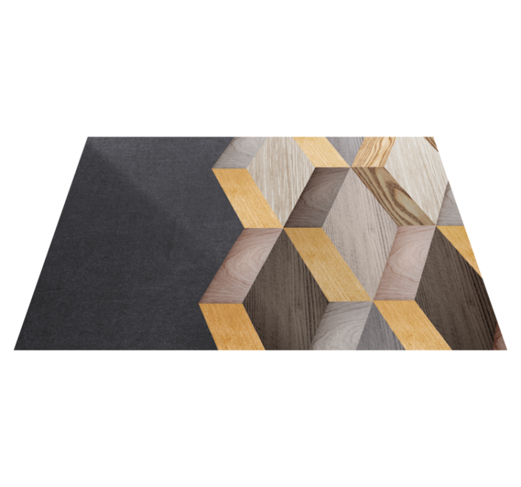 Tapis vinyle imitation parquet motif cubique géométrique - TenStickers