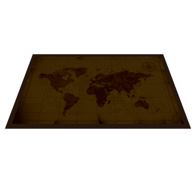 Tapis vinyle carte du monde design marron antique - TenStickers