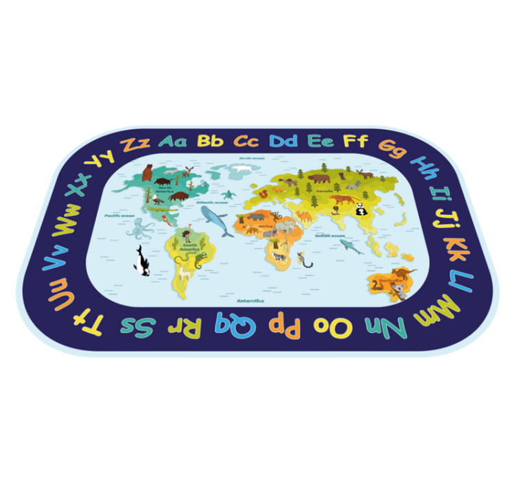 Tapis vinyle enfant carte du monde avec alphabet - TenStickers