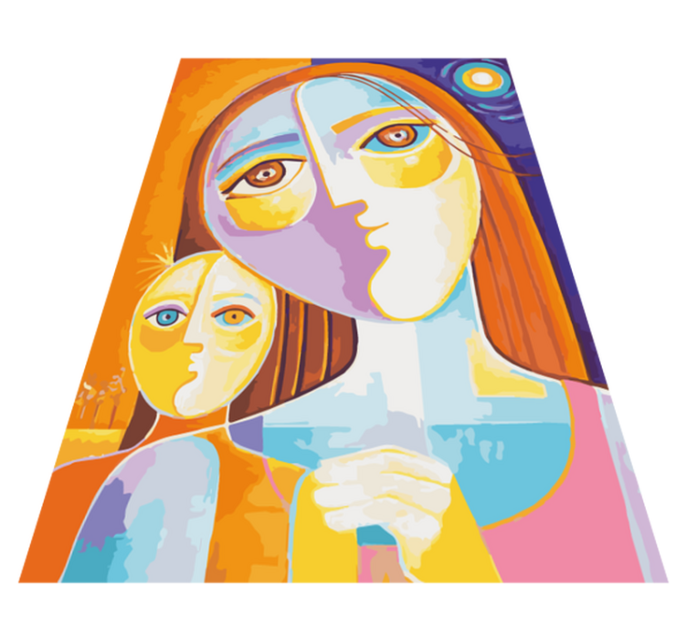 Tapis mosaique vinyle visages abstraits colorés - TenStickers