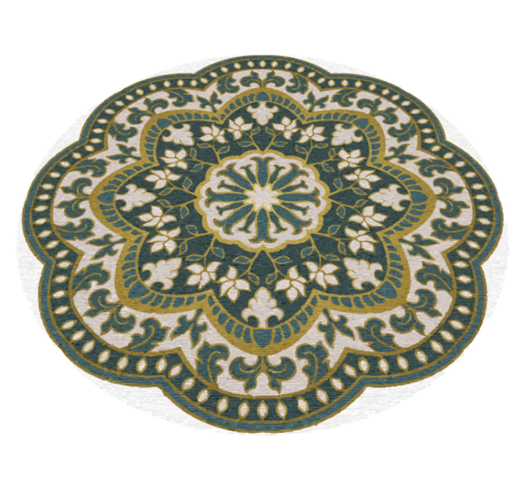 Tapis vinyle mandala motif floral circulaire vert - TenStickers