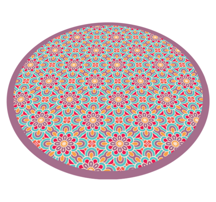 Tapis vinyle mandala motif fleurs vibrantes - TenStickers