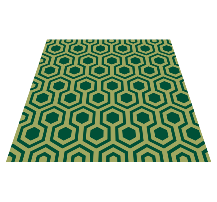 Tapis vinyle géométrique éléments verts hexagonaux - TenStickers