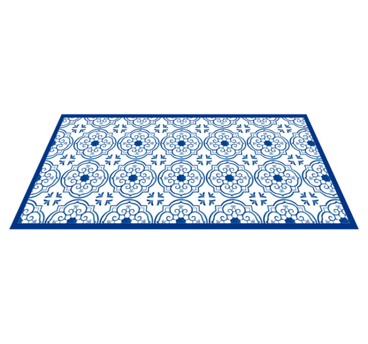 Tapis vinyle salle de bain carreaux bleus classiques - TenStickers