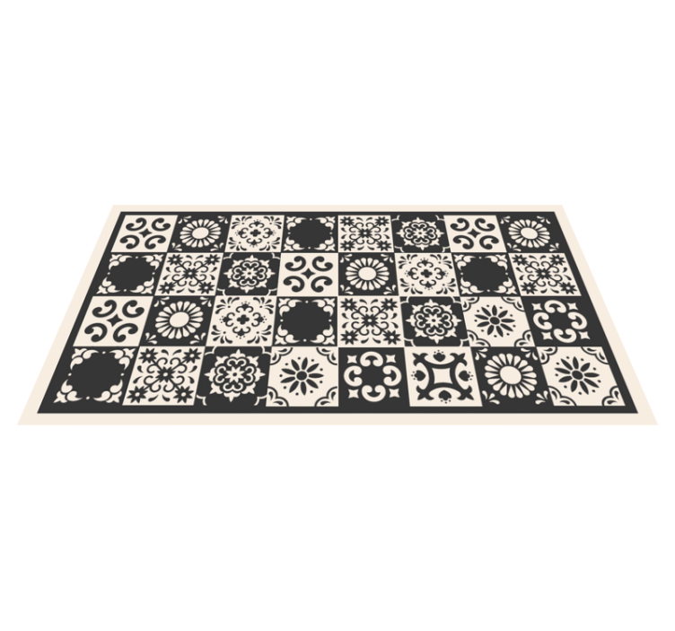 Tapis vinyle carreaux de ciment motifs floraux classiques - TenStickers