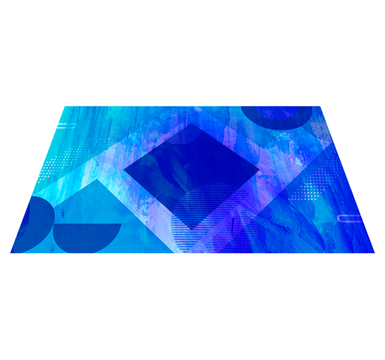 Tapis vinyle minimaliste motifs géométriques bleus - TenStickers