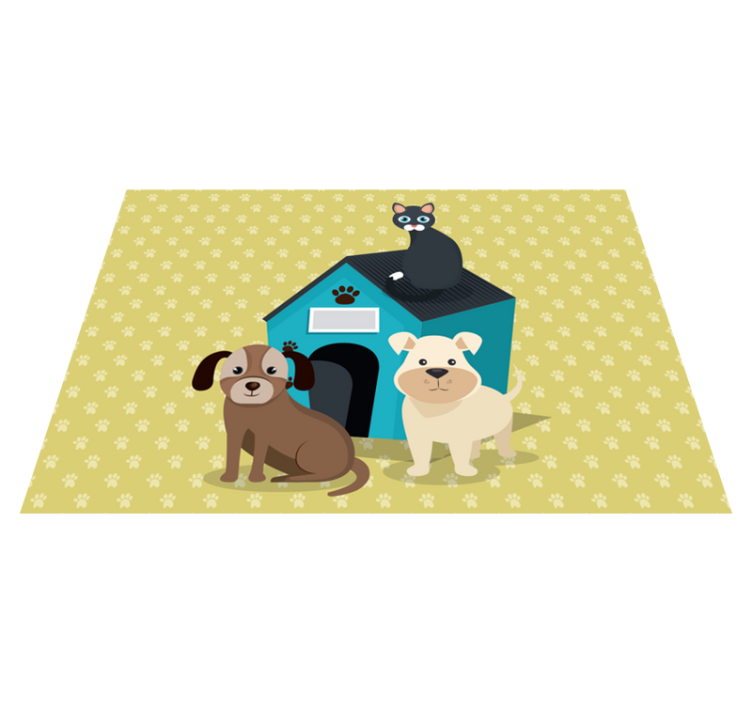 Tapis vinyle animal chiens à la maison - TenStickers