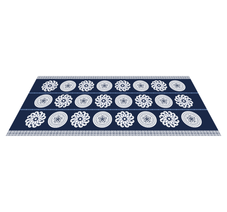 Tapis vinyle mandala motifs bleu marine - TenStickers