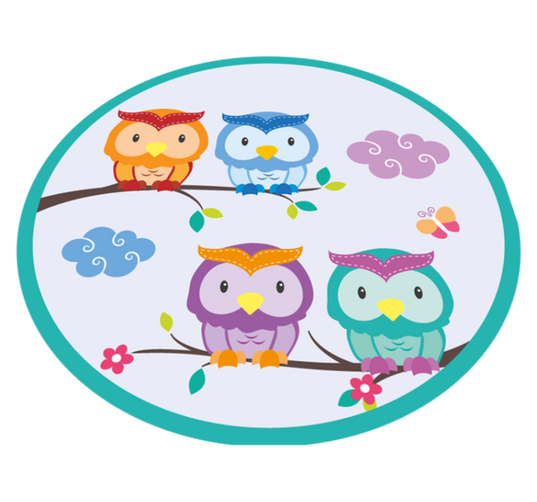 Tapis vinyle bébé famille de hiboux colorés - TenStickers