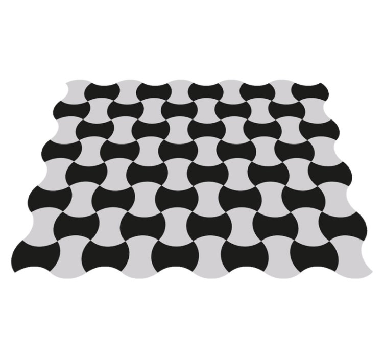 Tapis vinyle géométrique courbes noires et blanches - TenStickers