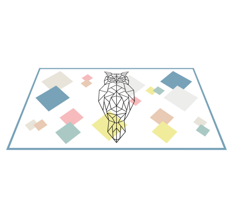 Tapis vinyle design moderne forme de hibou en origami - TenStickers