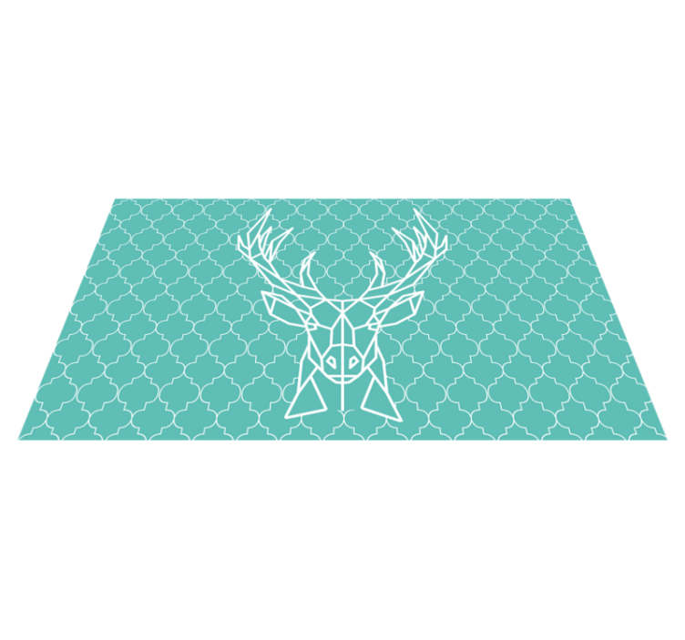 Tapis vinyle animal cerf en origami turquoise - TenStickers