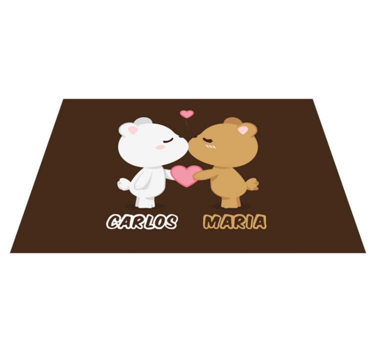 Tapis vinyle personnalisé couple d'ours mignons - TenStickers
