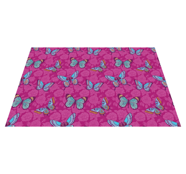 Tapis vinyle plantes motif floral papillon - TenStickers