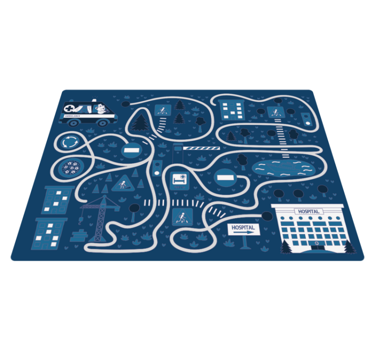 Tapis vinyle route carte bleue de la ville - TenStickers