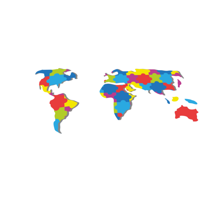 Tapis vinyle carte du monde design mondial coloré - TenStickers