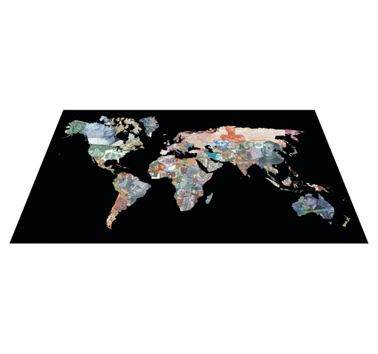 Tapis vinyle carte du monde monnaie mondiale - TenStickers