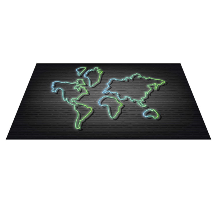 Tapis vinyle carte du monde contour au néon - TenStickers